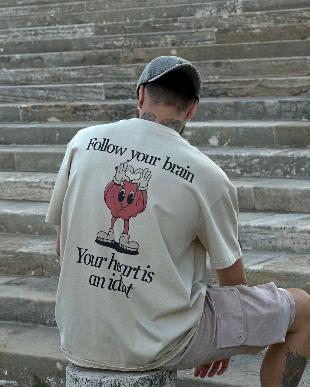 T-SHIRT BEIGE FOLLOW YOUR BRAIN